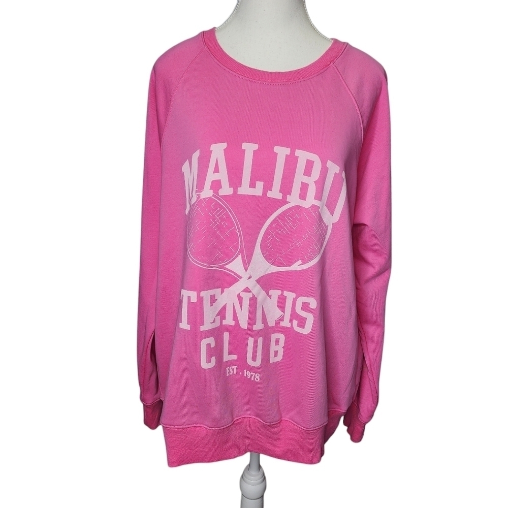 Blue B Malibu Tennis Club Pink Sweatshirt Size Small